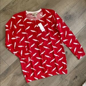NWT Loft Red Whale Print Cardigan